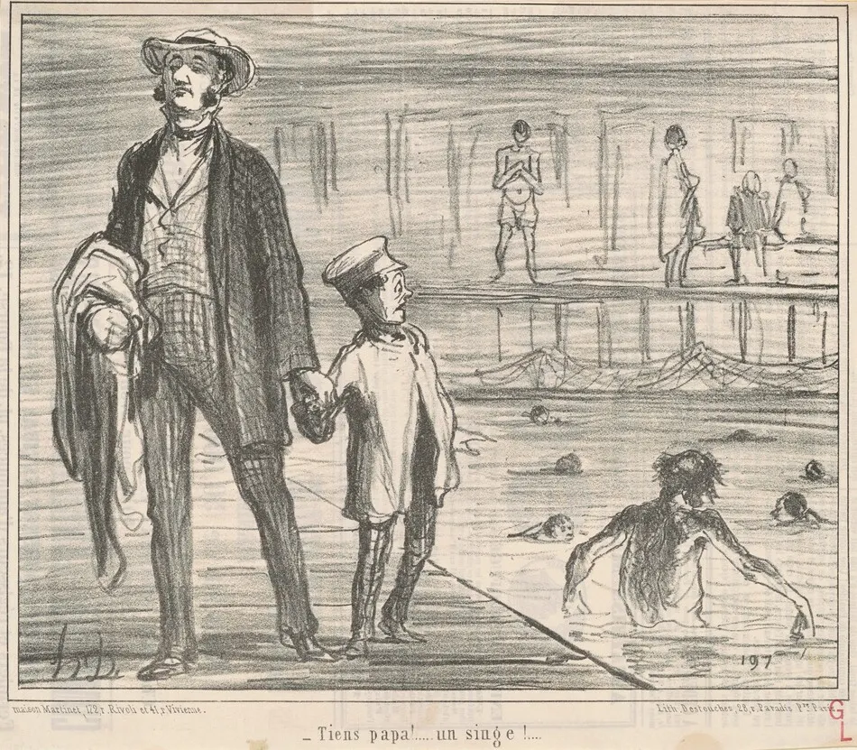 Tiens papa! ... un singe! ... by Daumier, Honoré