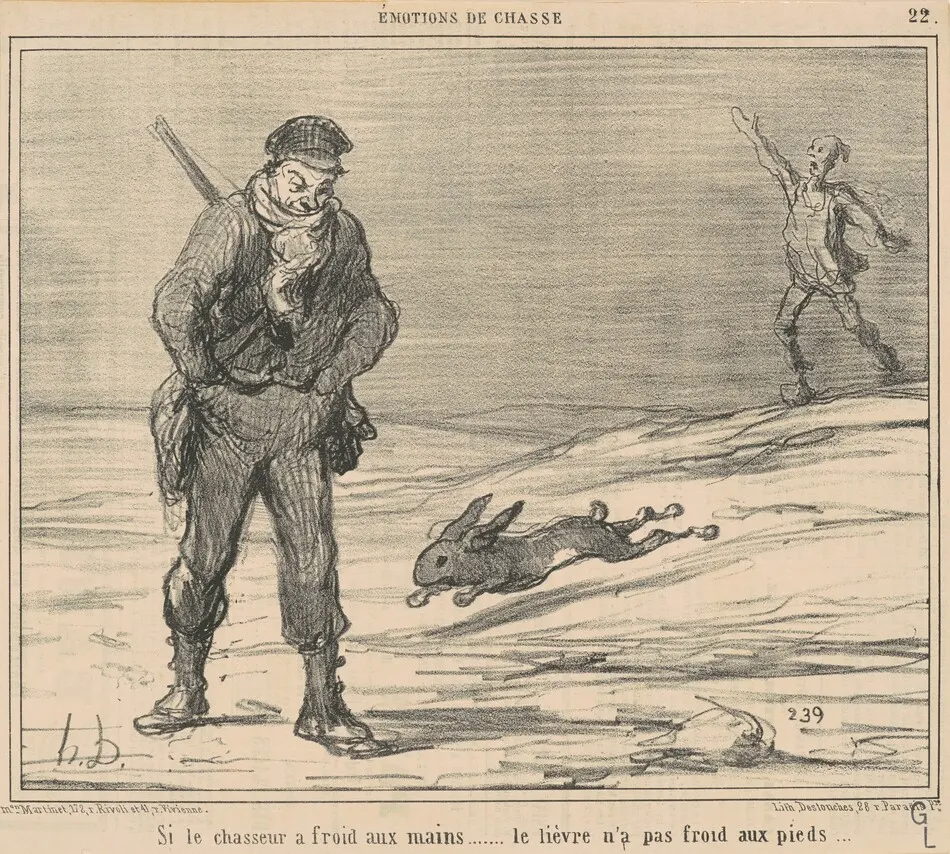 Si le chasseur a froiD ... le lièvre n'a pas froid ... by Daumier, Honoré