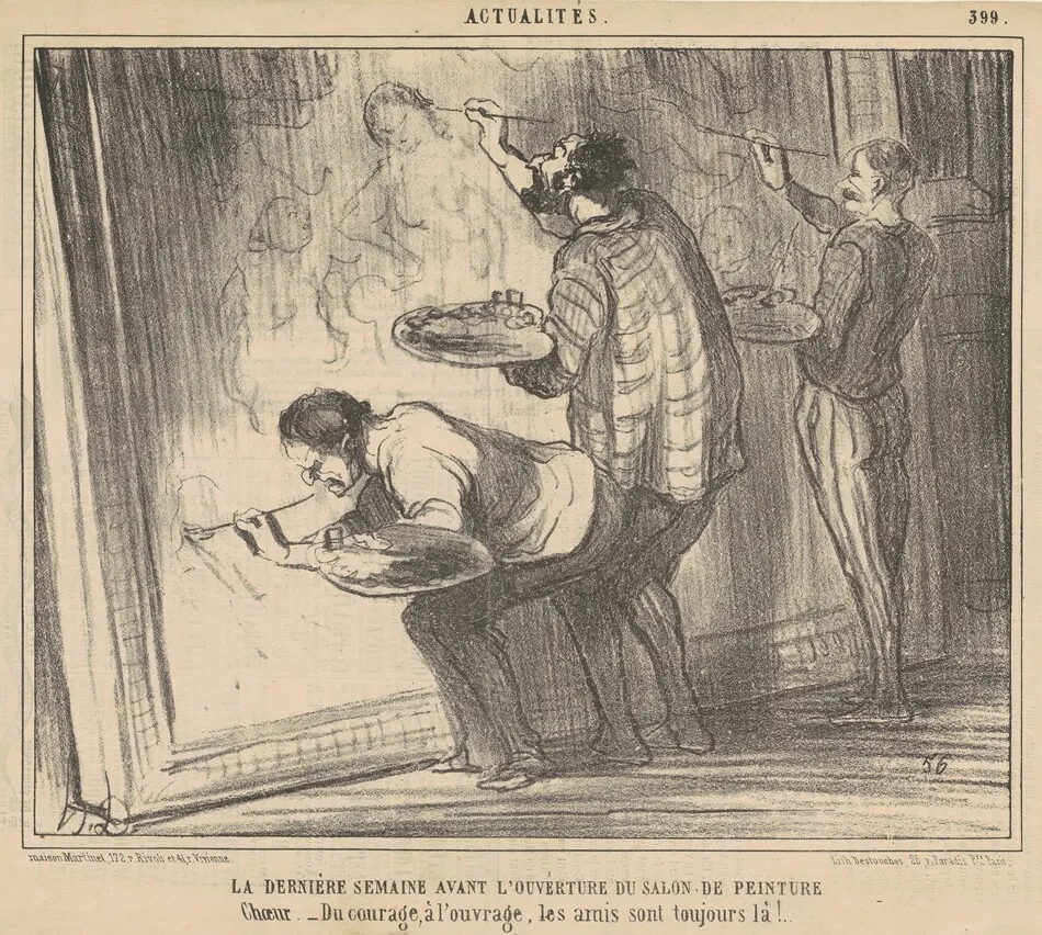 La dernière semaine avant l'ouverture du salon ... by Honoré Daumier