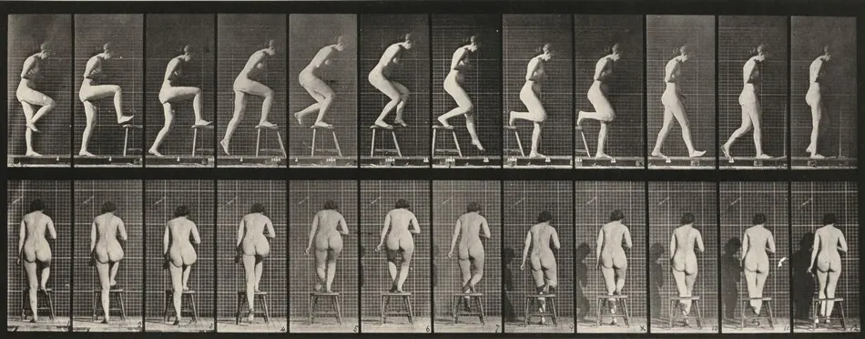 Plate Number 180. Stepping on and over a chair by Eadweard Muybridge