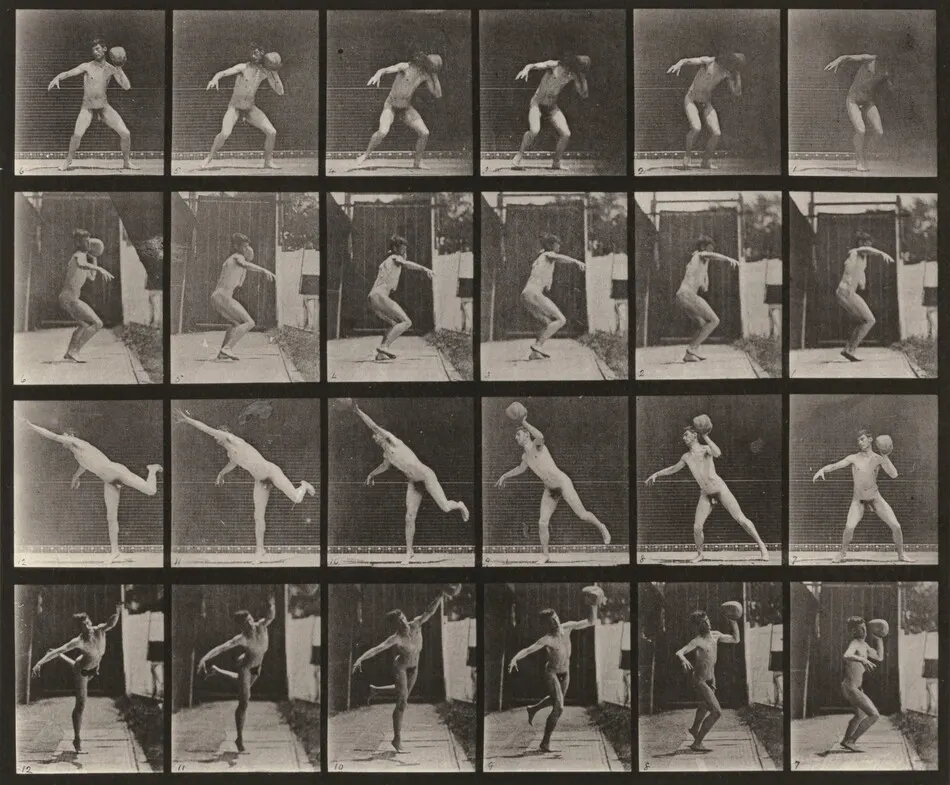 Plate Number 315. Heaving a 20-lb. rock by Eadweard Muybridge