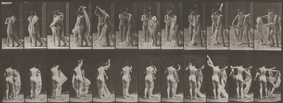 Plate Number 428. Woman disrobing another by Eadweard Muybridge