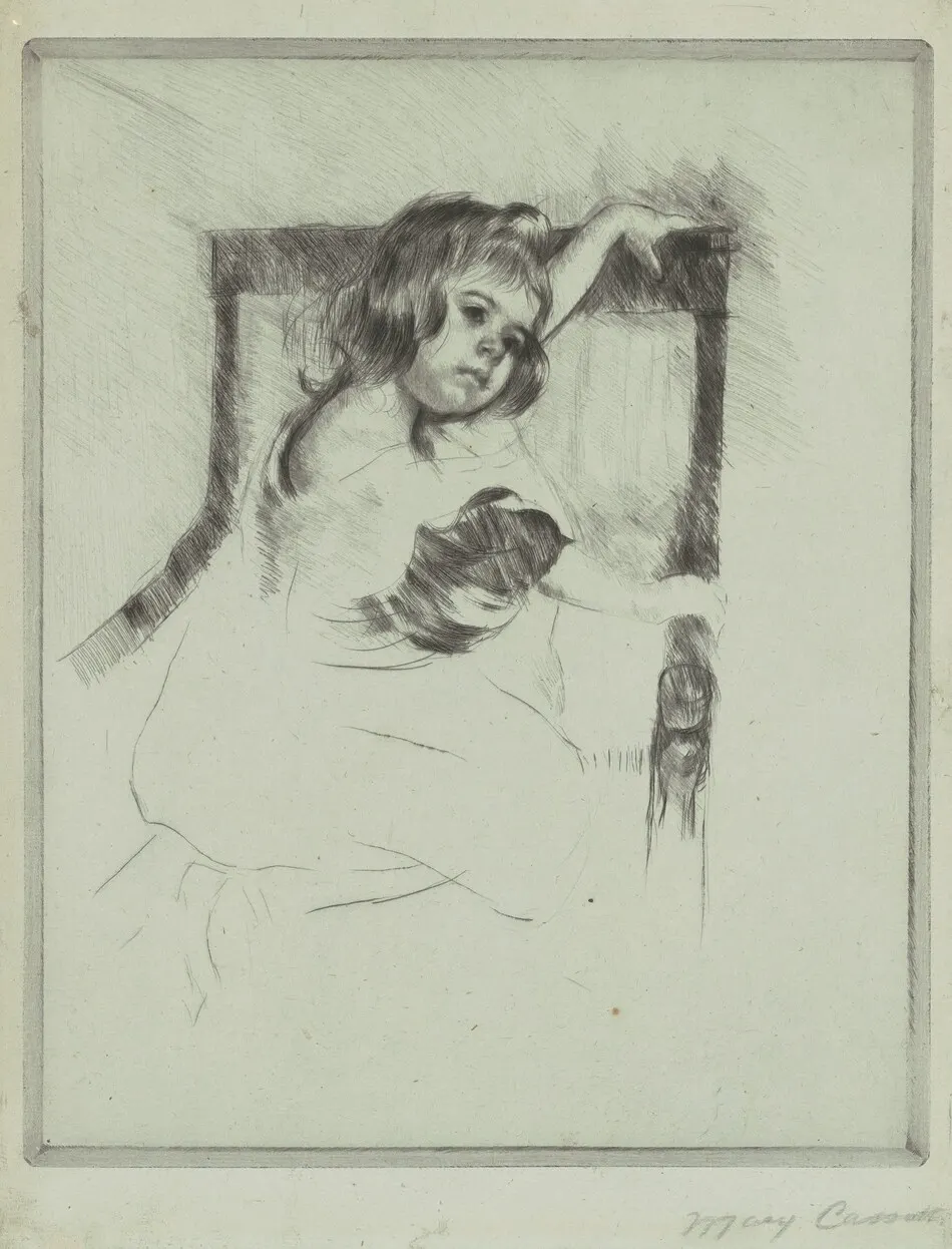 Kneeling in an Armchair by Mary Cassatt