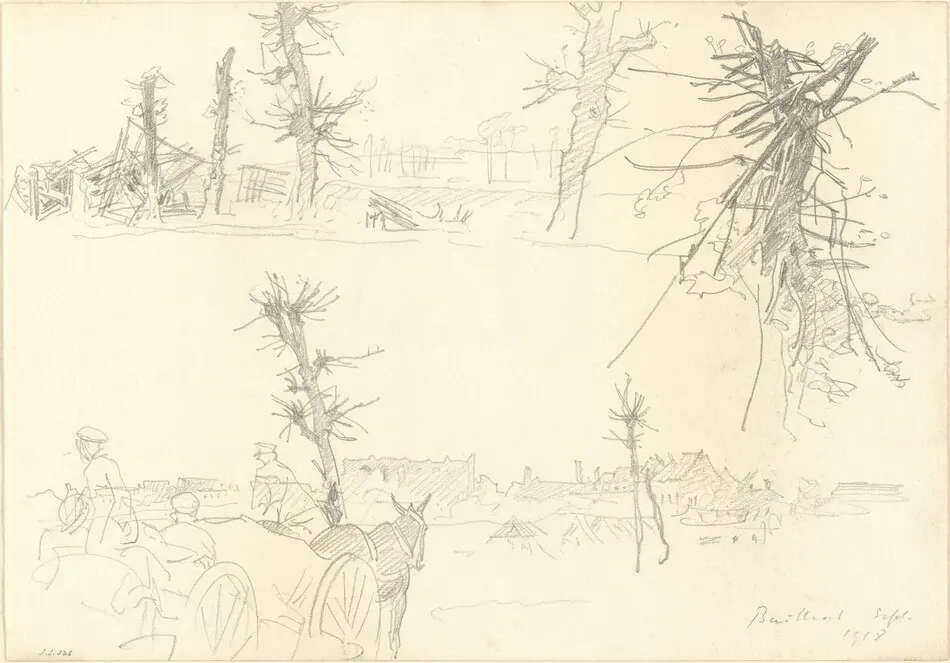 Soldiers in a Devastated Landscape [recto] by John Singer Sargent