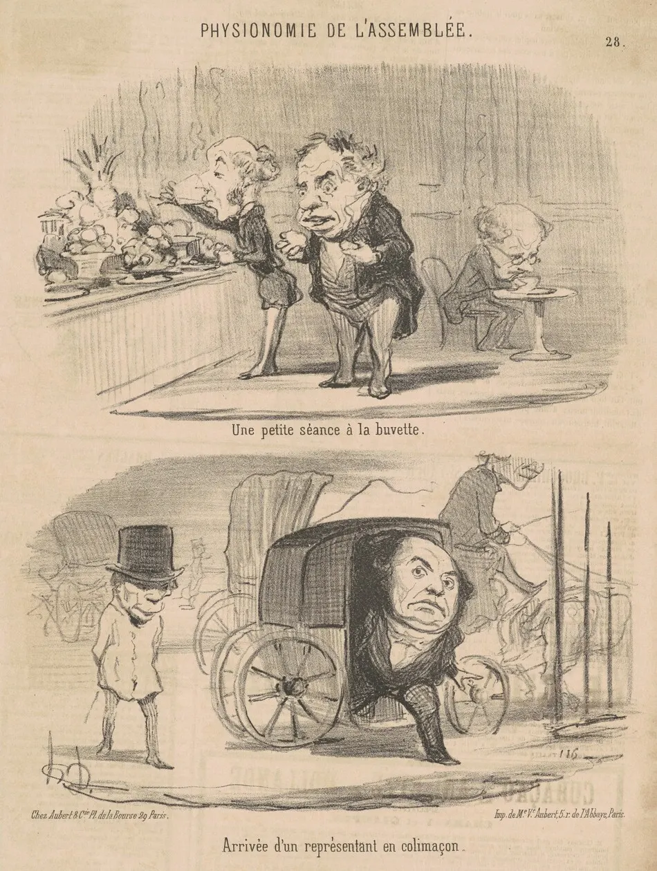 Une petite séance a la buvette by Daumier, Honoré