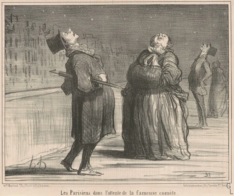 Les Parisiens dans l'attente de le ... by Honoré Daumier