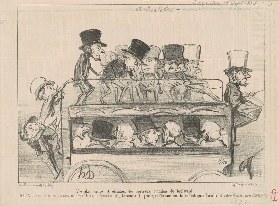 Vue ... et elévation des ... omnibus du boulevard ... by Daumier, Honoré