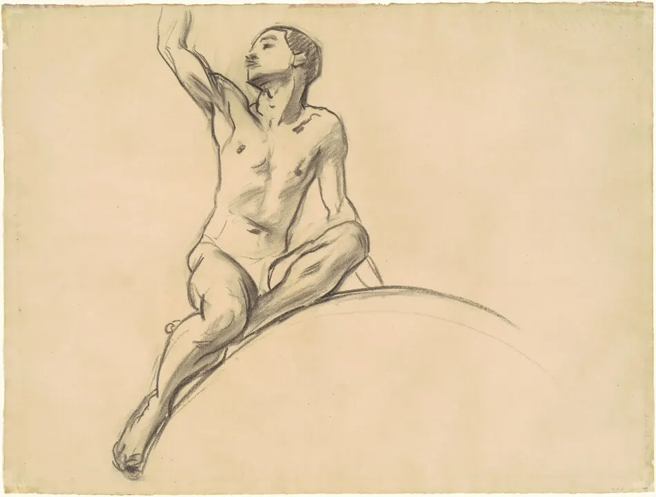 Study for Figure above "Music" by John Singer Sargent
