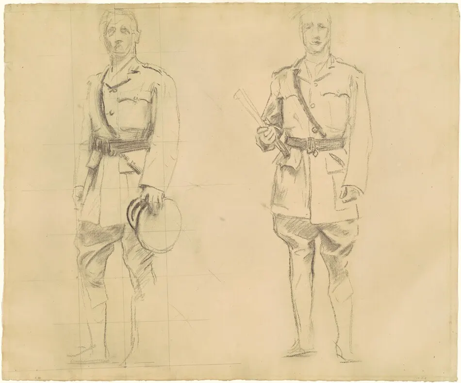 Studies of Generals Plumer and Haig for "General Officers of World War I" [recto] by John Singer Sargent