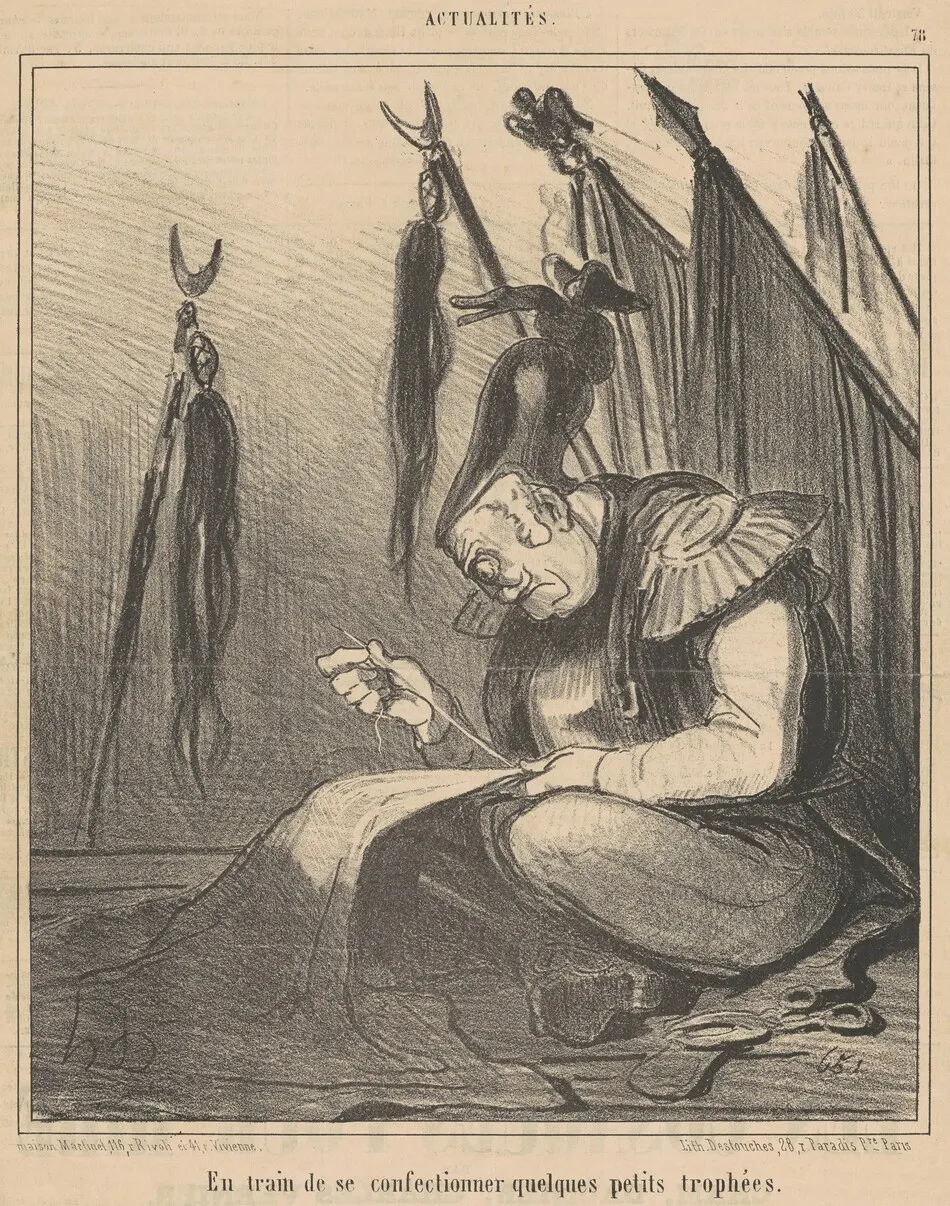 En train de ...confectionner quelques by Honoré Daumier