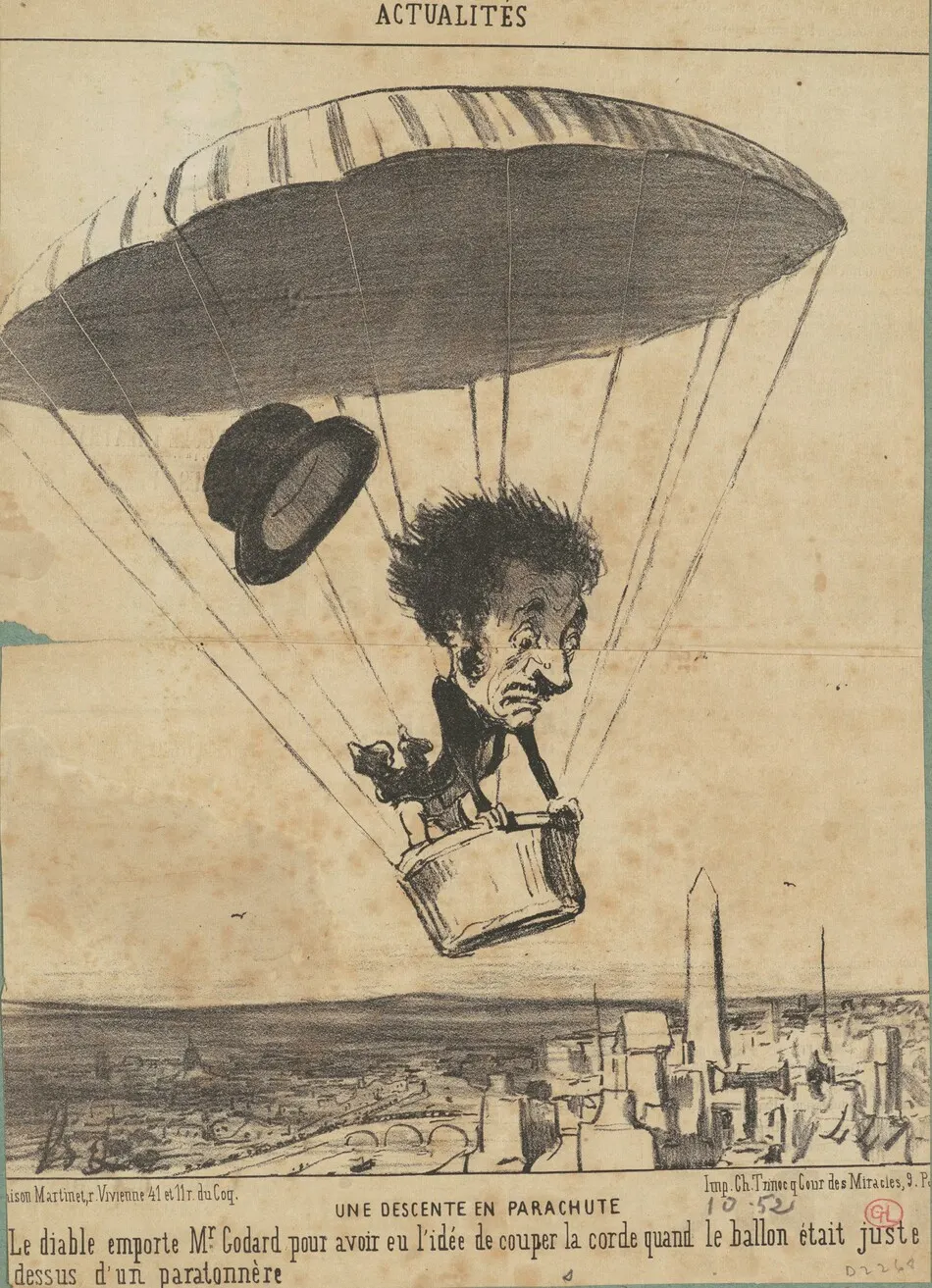Une Descente en parachute by Daumier, Honoré