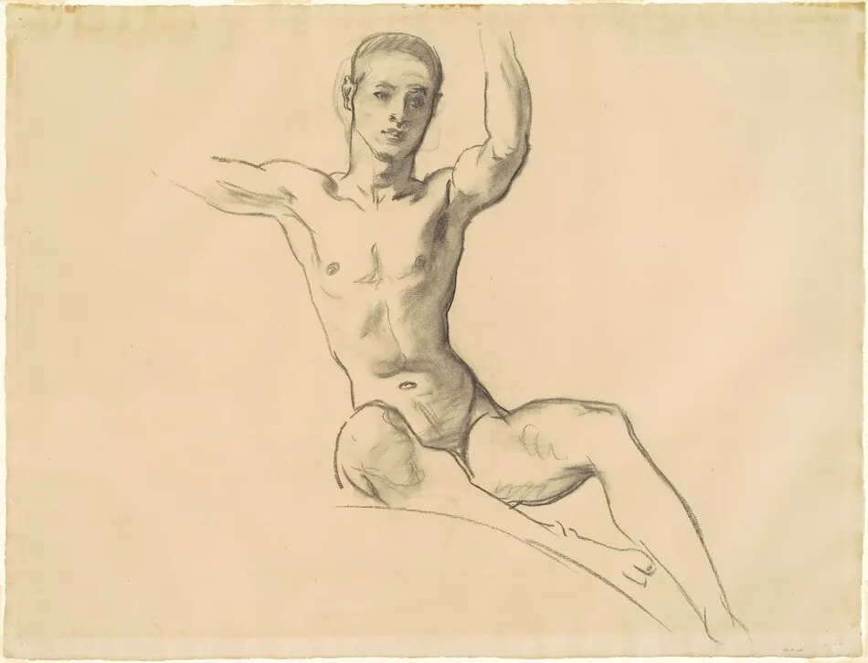 Study for Figure above "Music" by John Singer Sargent