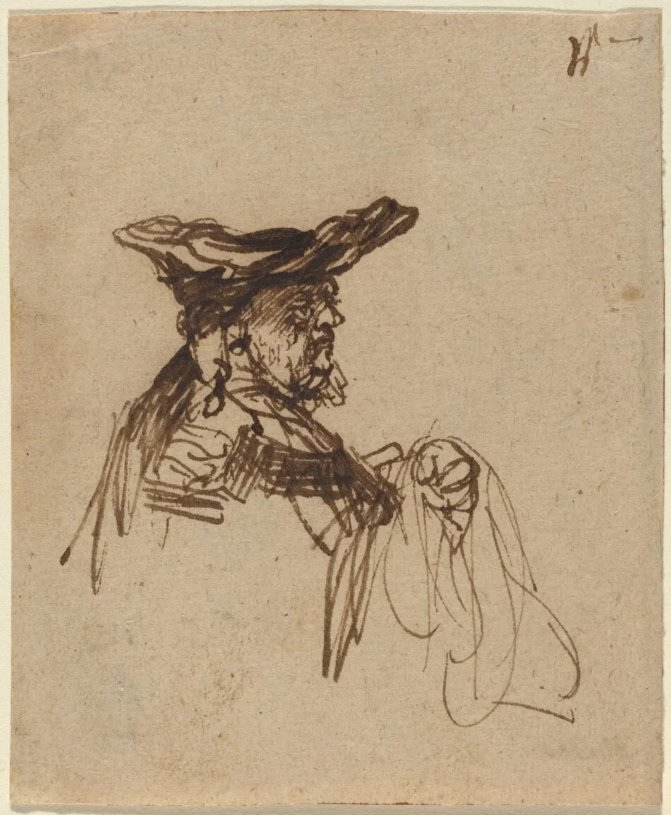 Bust of an Elderly Man in a Flat Cap by Rembrandt van Rijn