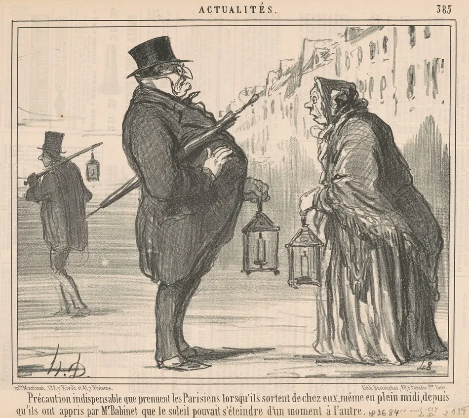 Précaution indispensable que prennent les Parisiens ... by Honoré Daumier