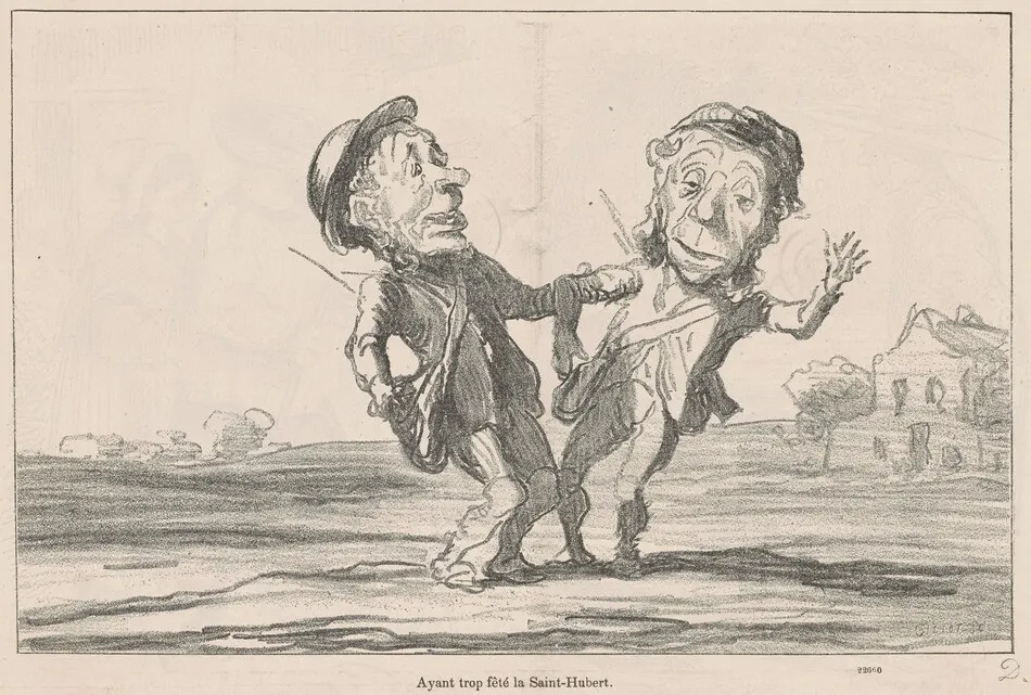 Ayant trop fêté la Saint-Hubert by Honoré Daumier