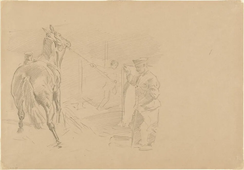 Man Pulling a Horse into a Stall by John Singer Sargent