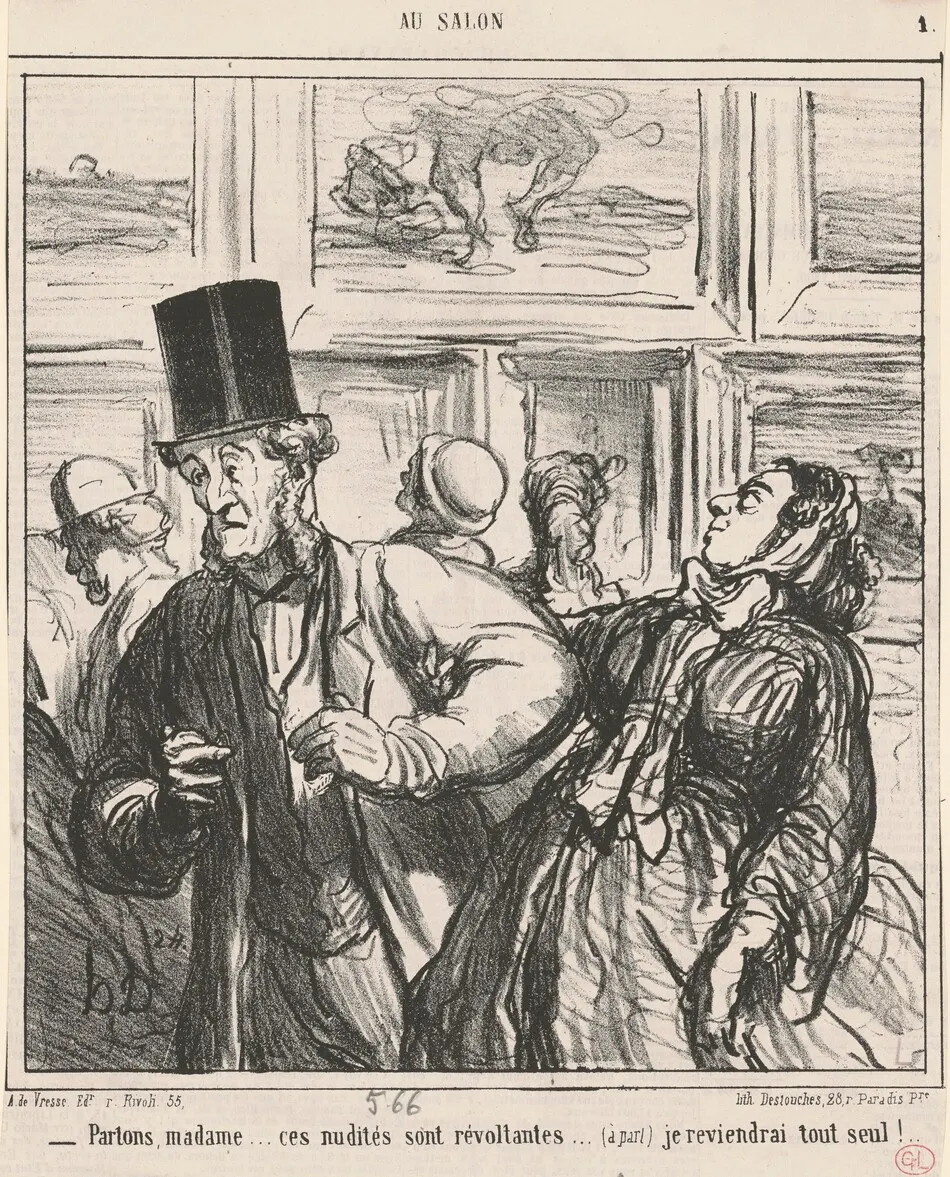 Parlons, Madame...ces nudités sont révoltantes... by Honoré Daumier