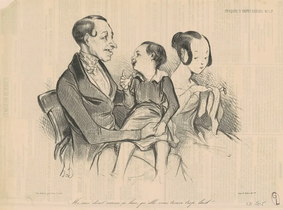 Ma soeur disait comme ça, hier, qu'elle vous trouve trop laid! by Honoré Daumier