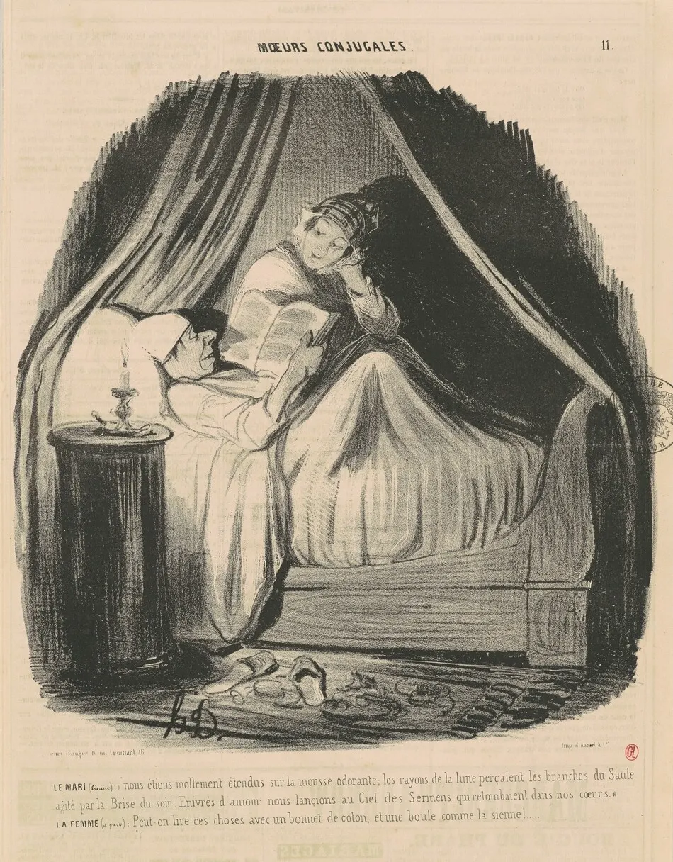 Le mari lisant: nous étions mollement étendus... by Honoré Daumier