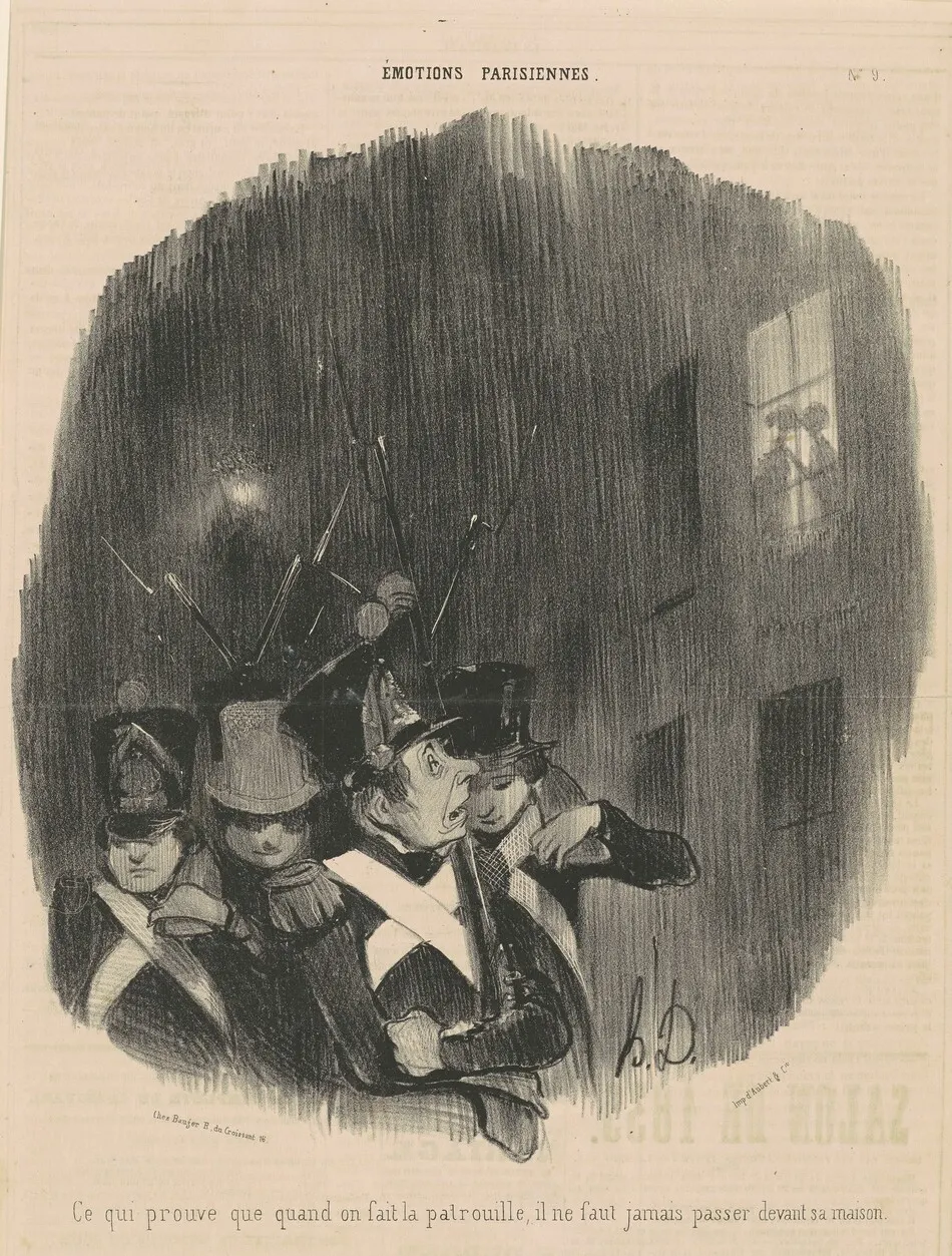 ce qui prouve que quand on fait...patrouille... by Honoré Daumier
