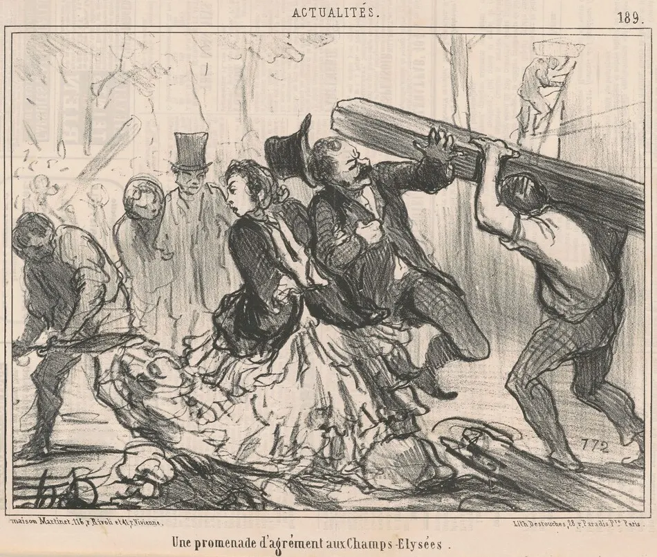 Une promenade d'argrément aux Champs-Elysées by Daumier, Honoré