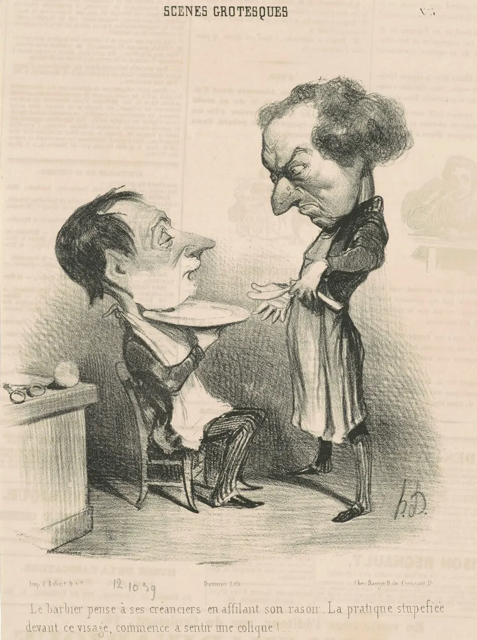 Le barbier pense a ses créanciers... by Honoré Daumier