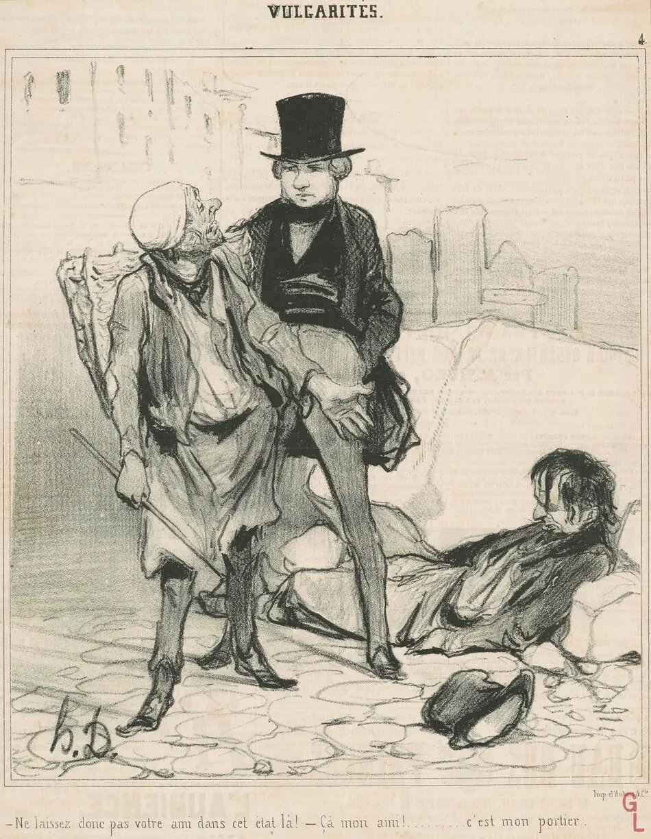 Ne laissez donc pas votre ami dans cet état la! by Honoré Daumier