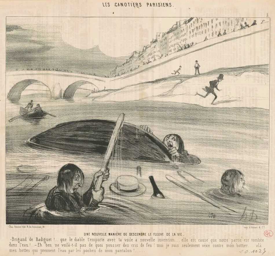 Une nouvelle maniére de descendre le fleuve de la vie by Daumier, Honoré