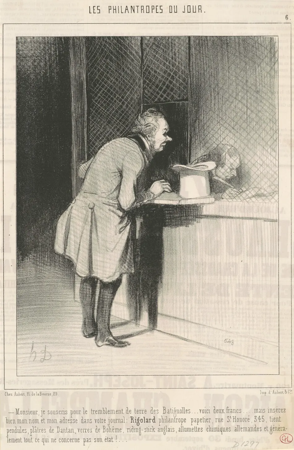 Monsieur, je souscris pour le temblement de terre ... by Honoré Daumier