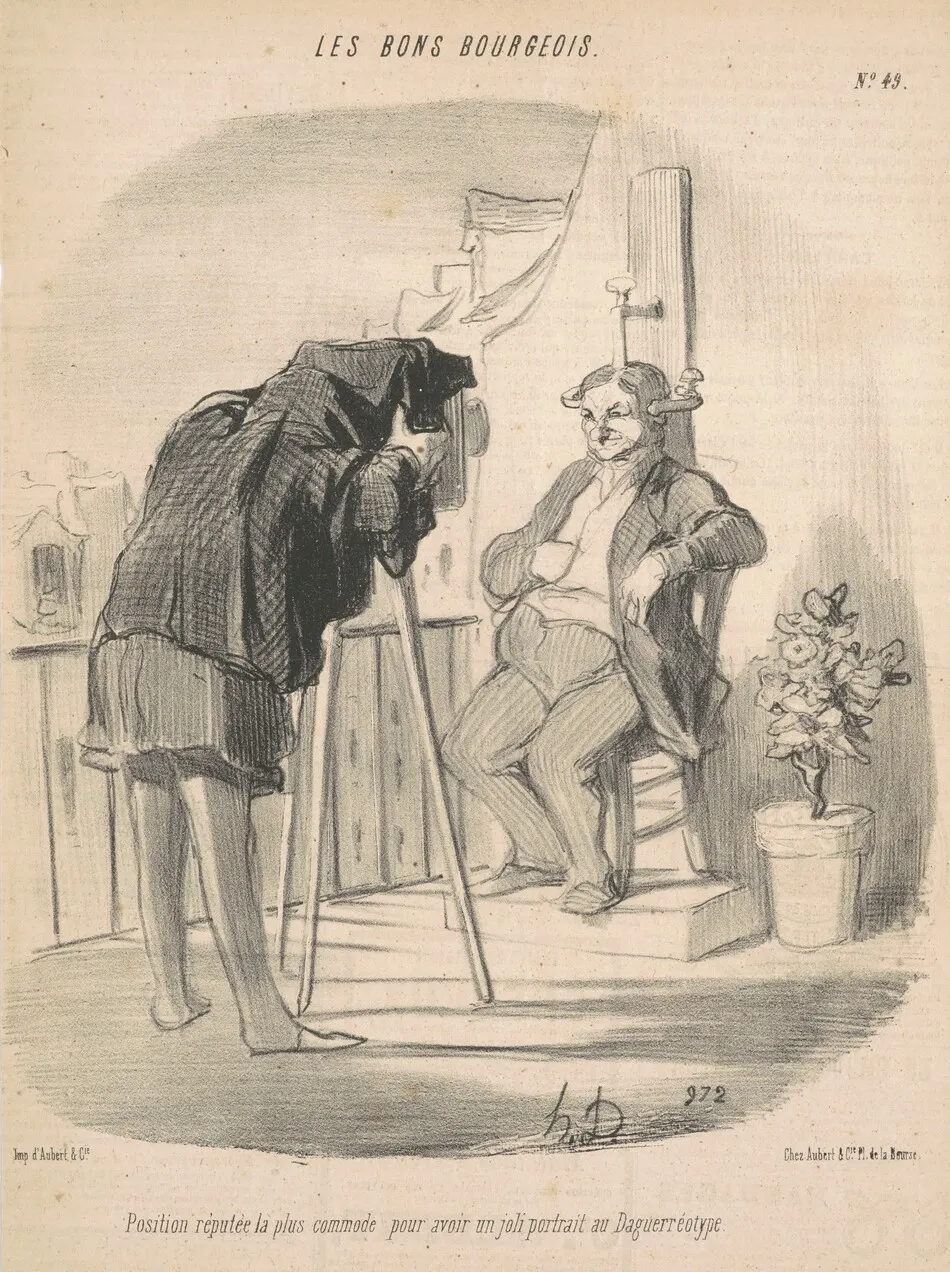 Position réputée la plus commode pour un portrait au daguerréotype by Honoré Daumier