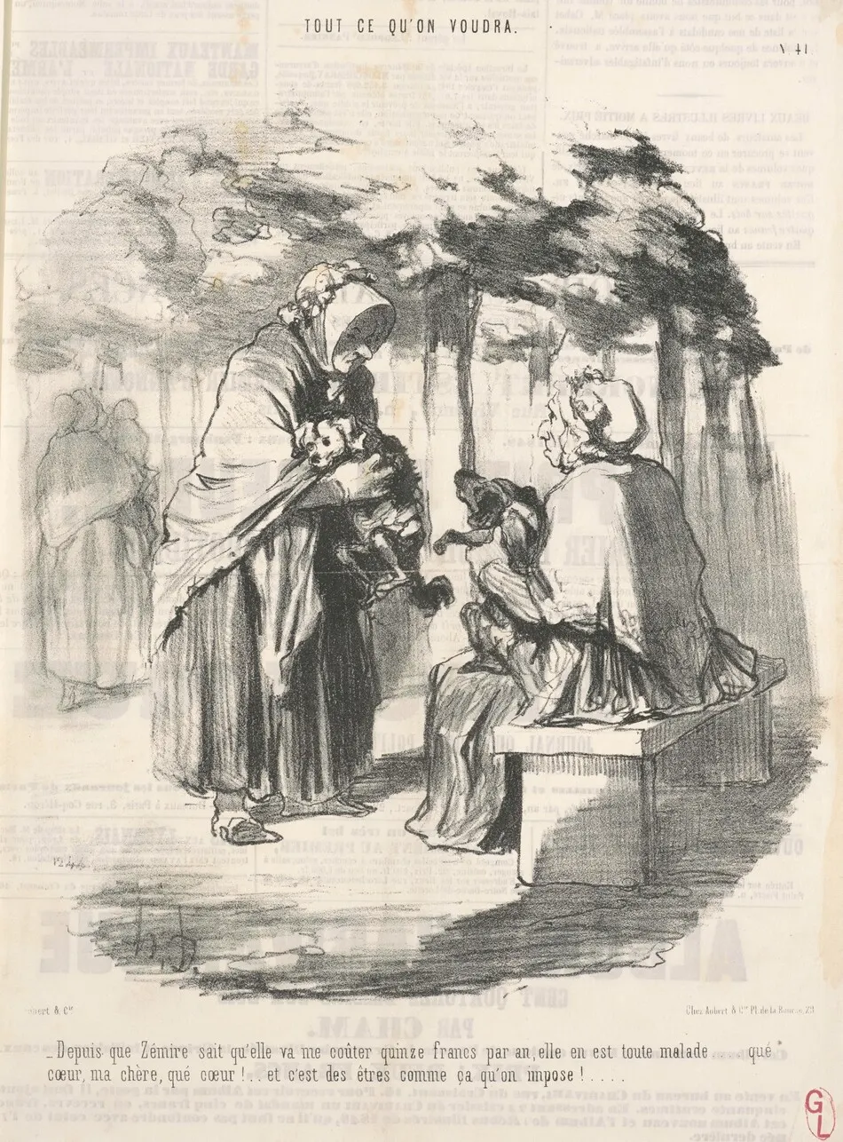 Depuis que Zémire sait qu'elle va me couter quinze francs ... by Honoré Daumier