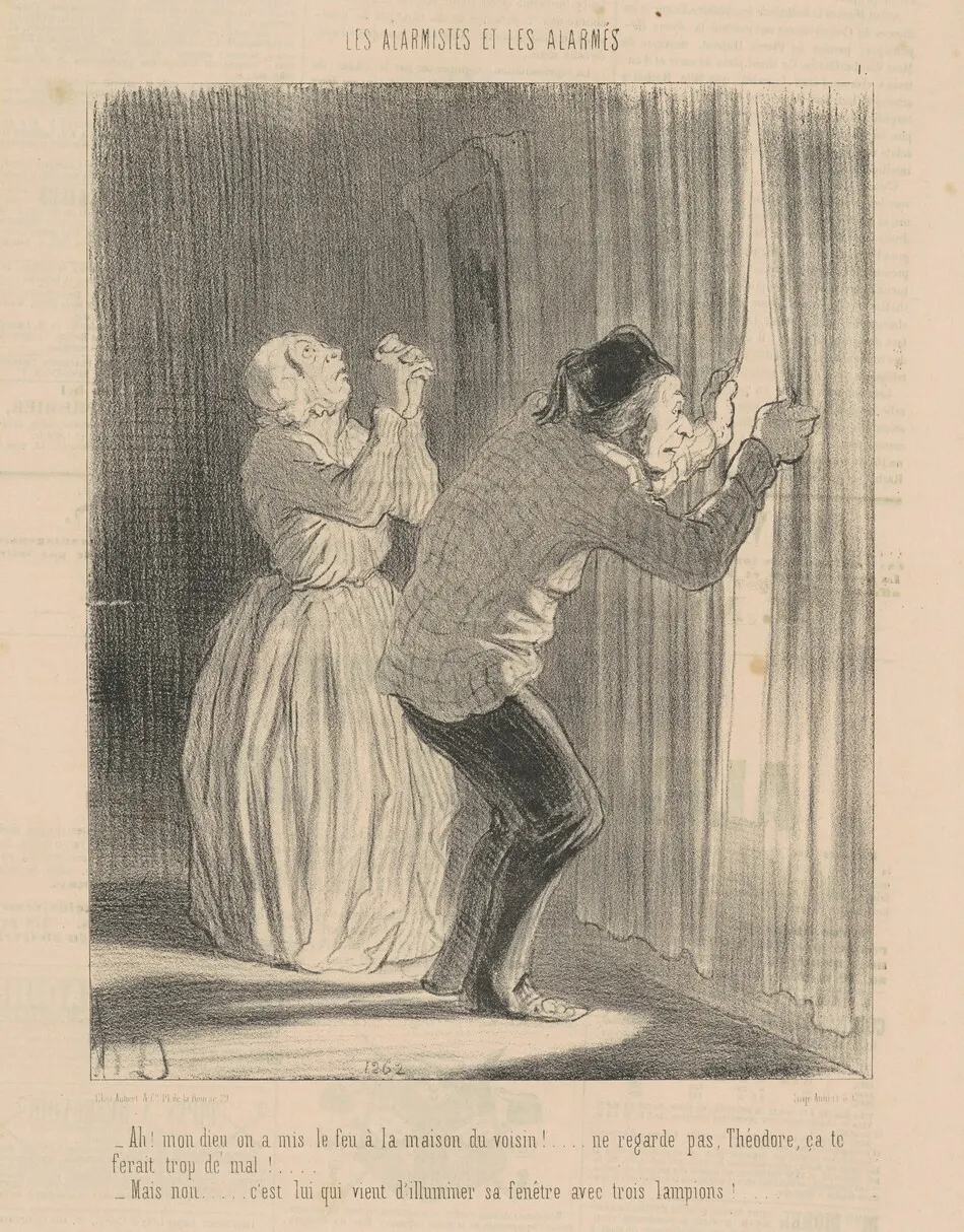 Ah! Mon dieu on a mis le feu a la maison du voisin ... by Honoré Daumier