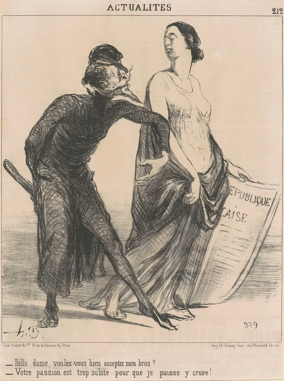 Belle dame voulez-vous ... accepter mon bras? by Honoré Daumier