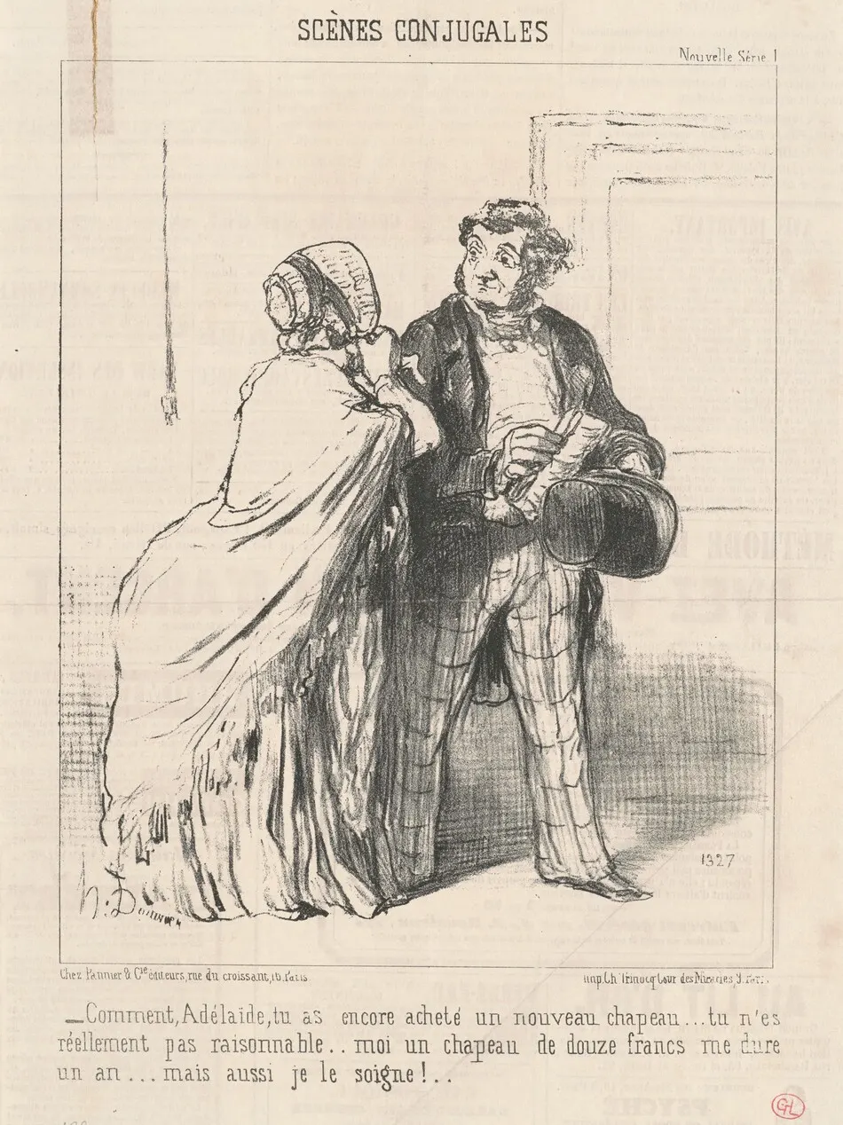 Comment ... tu as encore acheté un ... chapeau ... by Honoré Daumier