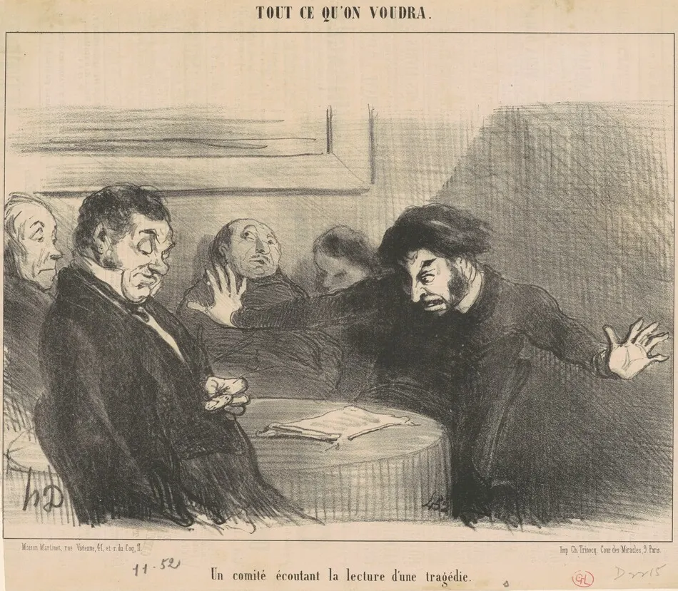 Un comité écoutant la lecture d'une tragédie by Daumier, Honoré
