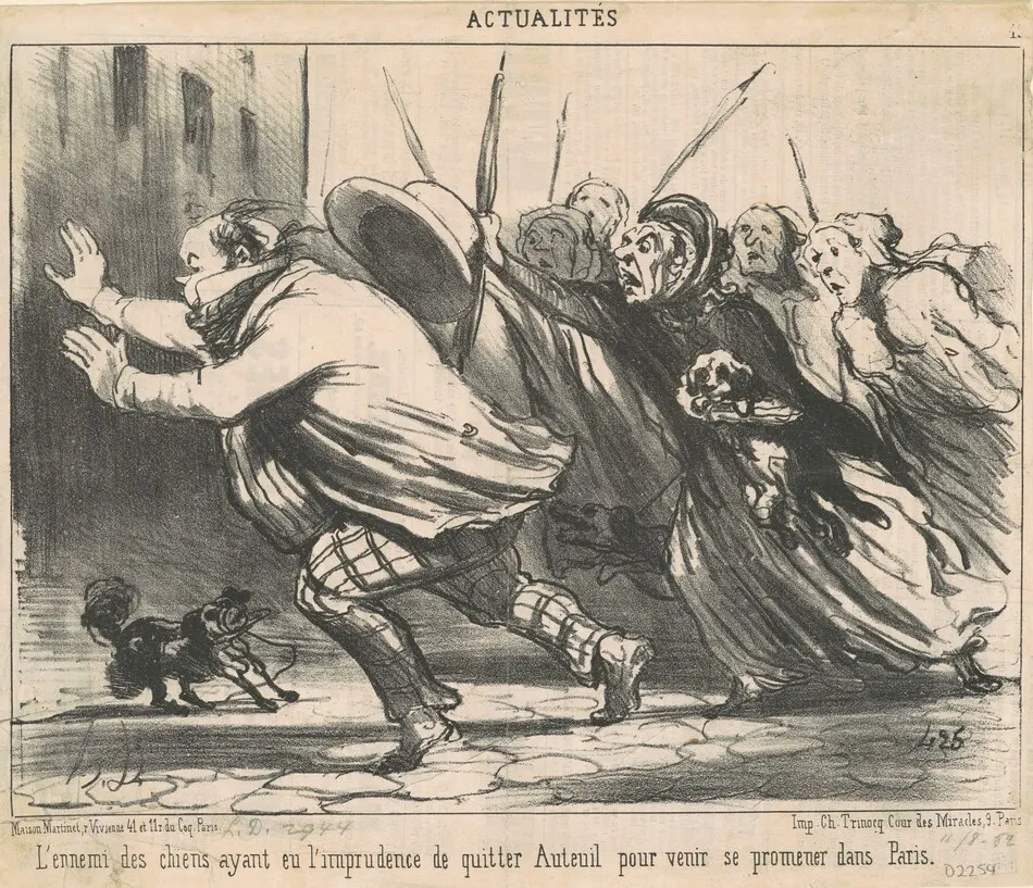 L'ennemi des chiens ayant eu l'imprudence ... by Honoré Daumier