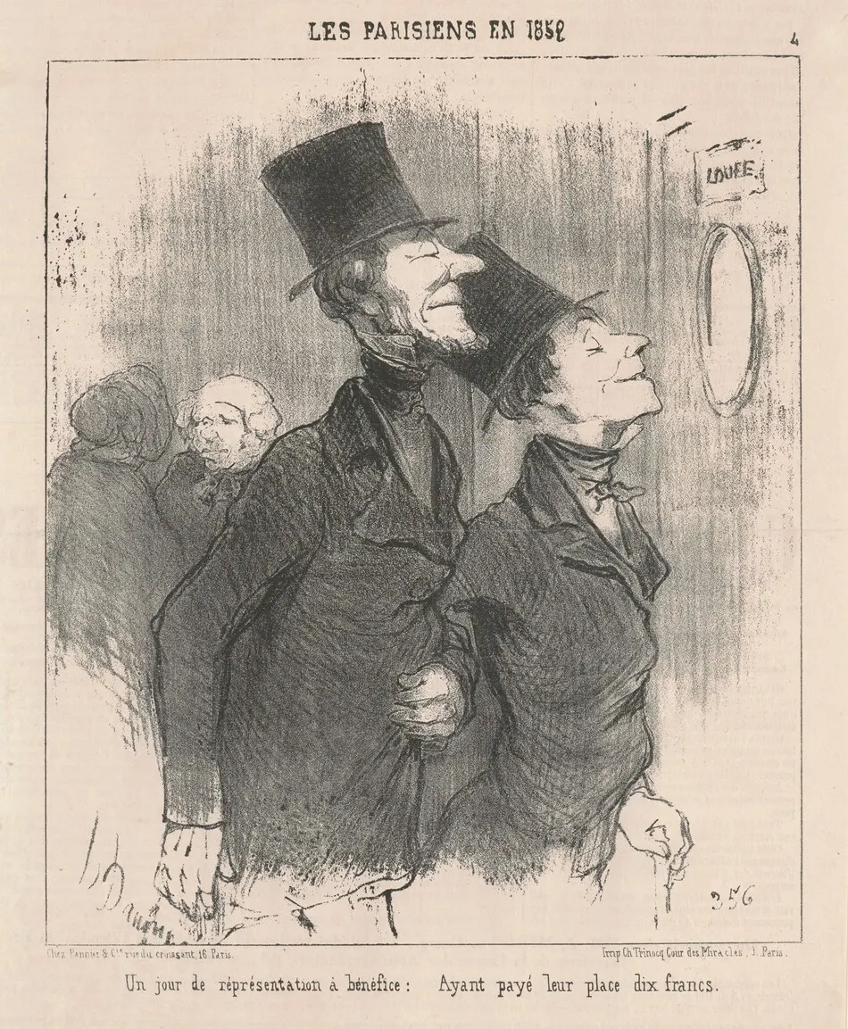 Un jour  de représentation a benéfice by Daumier, Honoré