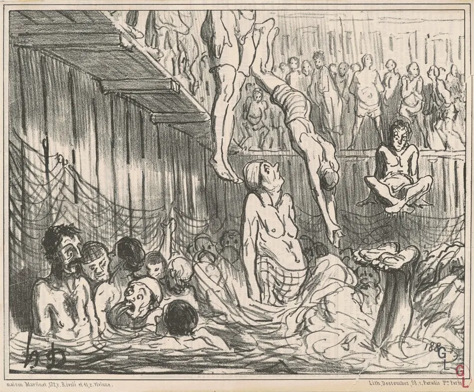 Les bains a quatre sous by Honoré Daumier