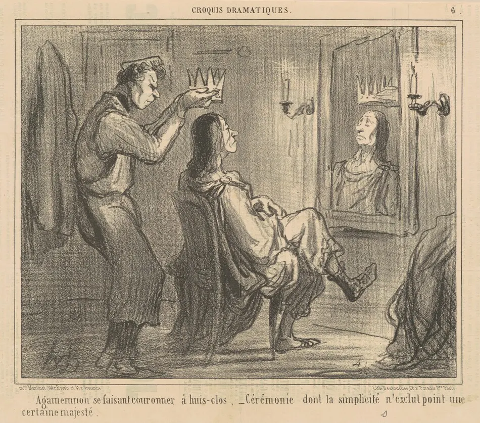 Agamemnon se fiasant couronner a huis-clos by Honoré Daumier