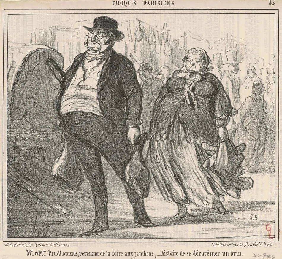 Mr et Mme Prudohomme revenant de la foire ... by Honoré Daumier