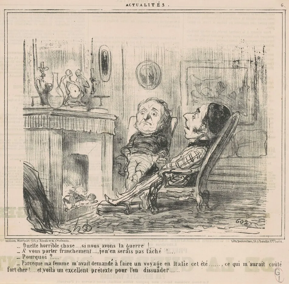 Quelle horrible chose ... si nous avons le guerre! ... by Honoré Daumier