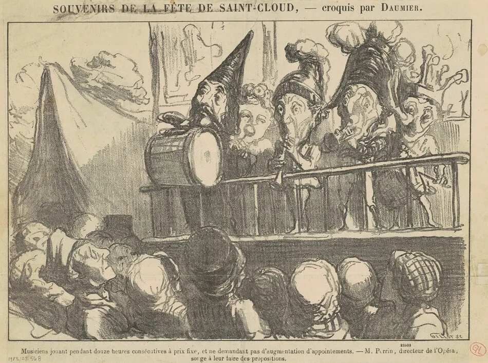 Musiciens jouant pendant douze heures ... by Honoré Daumier