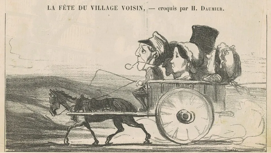A la campagne, pas de grèves de cochers ... (recto); Villageois économes se contentant ... (verso) by Honoré Daumier