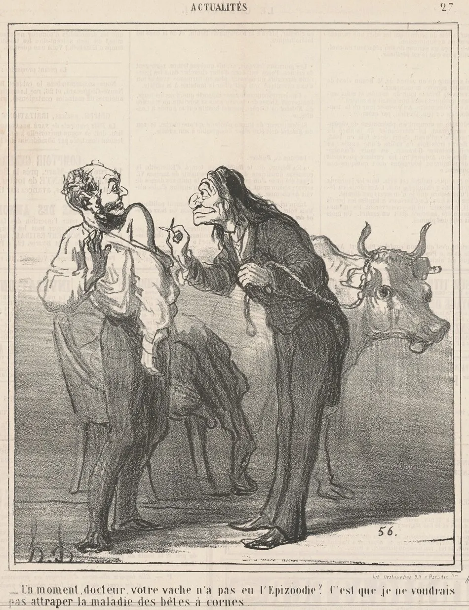 Un moment ... votre vache n'a pas eu l'epizoodie? ... by Daumier, Honoré