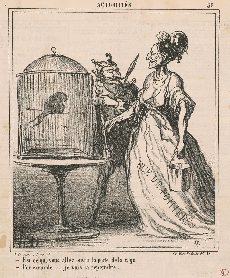 Est-ce que vous allez ouvrir la porte de la cage ... by Honoré Daumier
