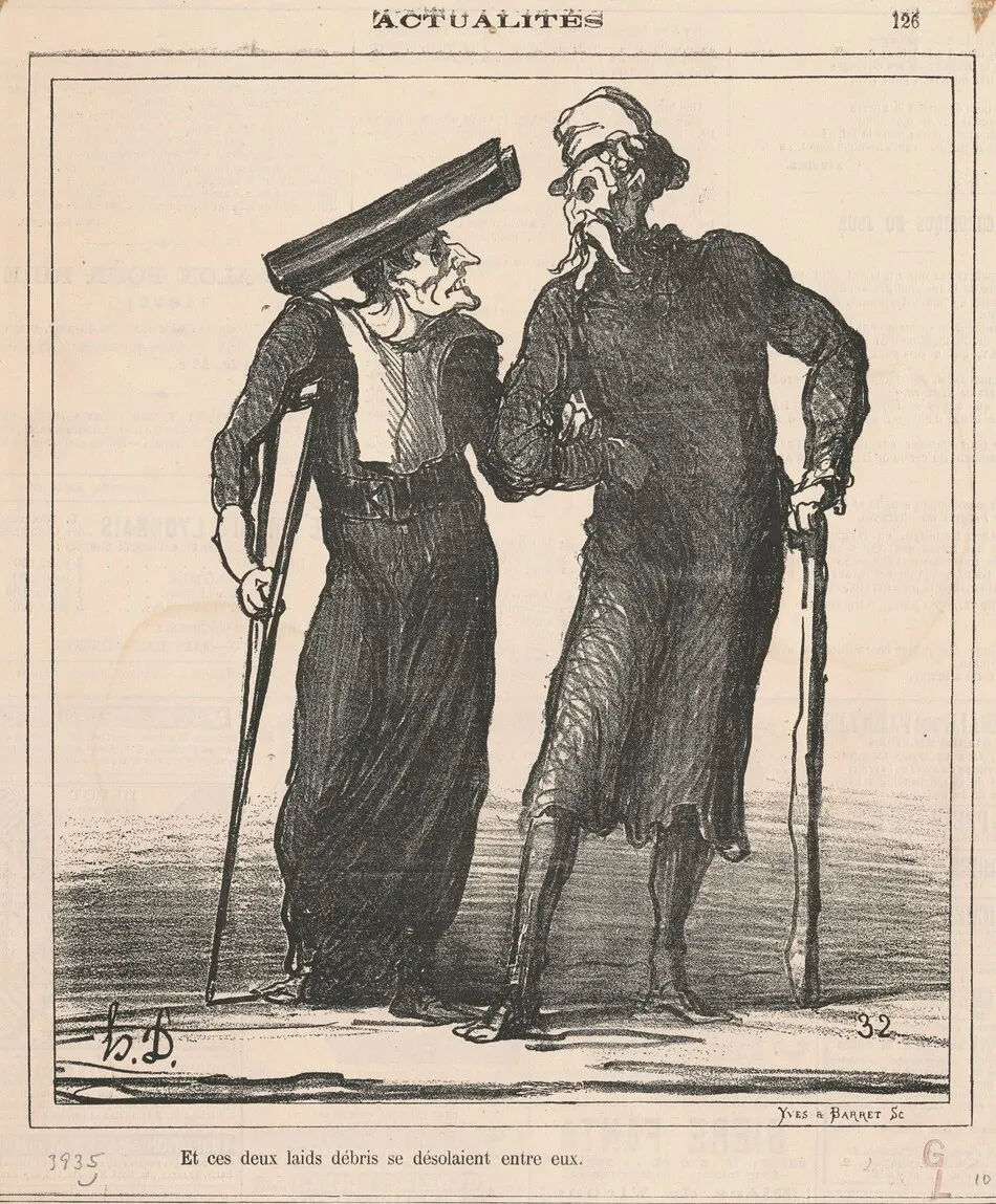 Et ces deux laids débris se désolaient entre eux by Honoré Daumier