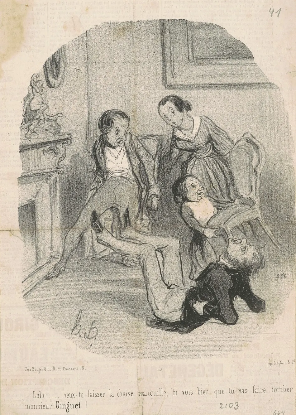Lolo!...veux-tu laisser la chaisse tranquille... by Honoré Daumier