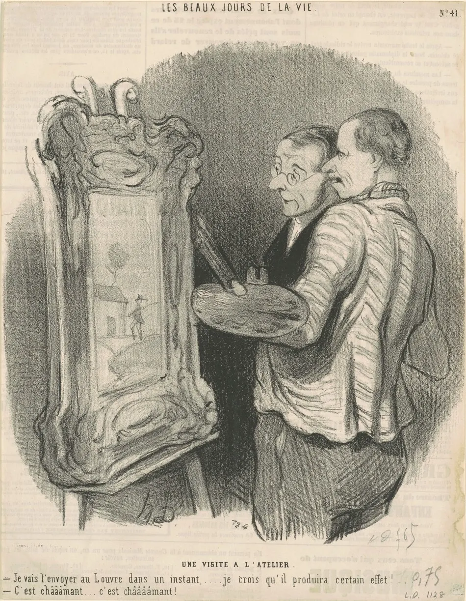 Une visite a l'atelier by Daumier, Honoré