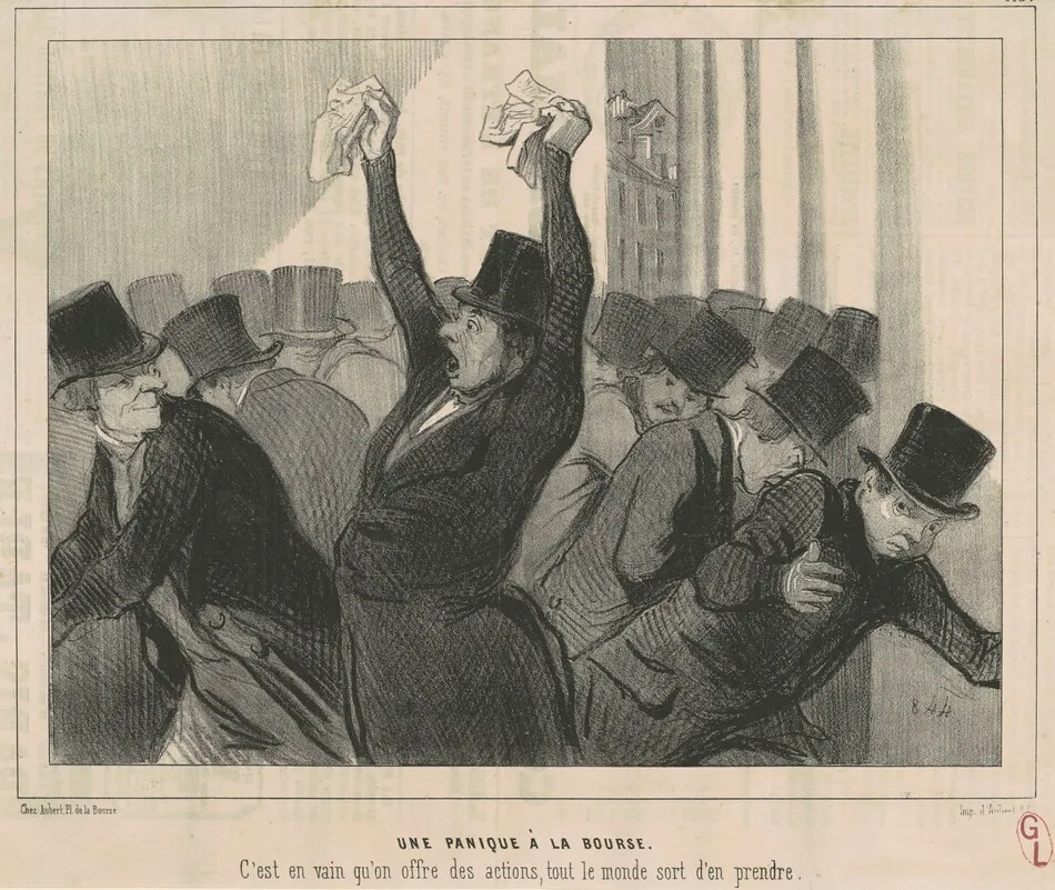 Une Panique a la bourse by Daumier, Honoré
