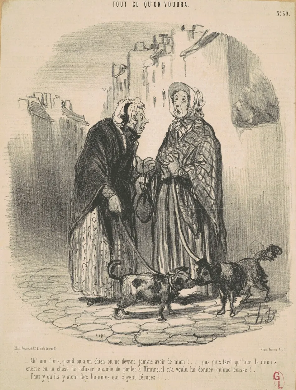 Ah! Ma chère, quand on a un chien ... by Honoré Daumier